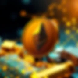 A representation of Ethereum symbolizing its role as programmable gold, with digital elements showcasing global security services.