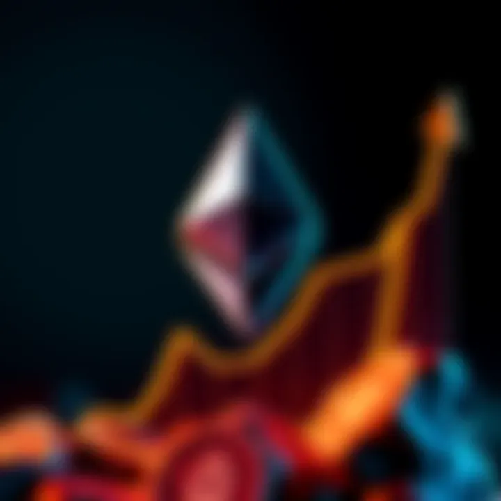 Illustration of the Ethereum logo next to a graph showing an upward trend, symbolizing the price approaching $5,000.