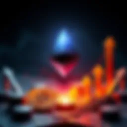 Graphic showing Ethereum logo with upward arrows indicating growth, representing potential surge from BlackRock's ETF plans