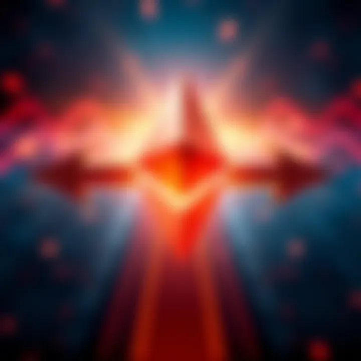 Ethereum symbol with arrows showing change and direction