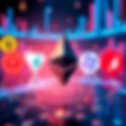 A graphic showing Ethereum logo alongside logos of its main competitors in the blockchain space, highlighting their differences and strengths.