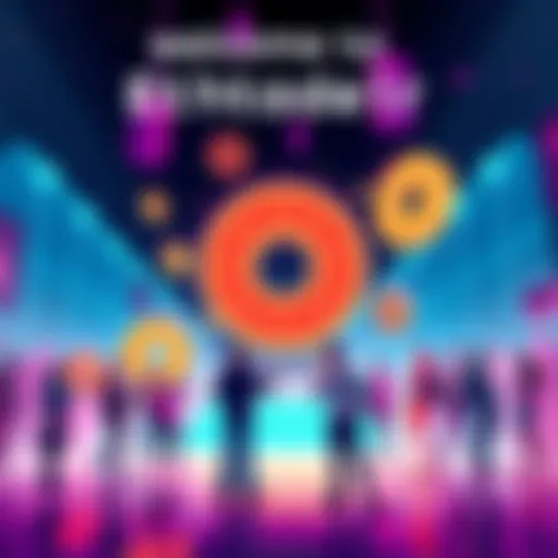 A welcoming graphic showing people engaging with DONUTs, a cryptocurrency token, with symbols of trade and community involvement.