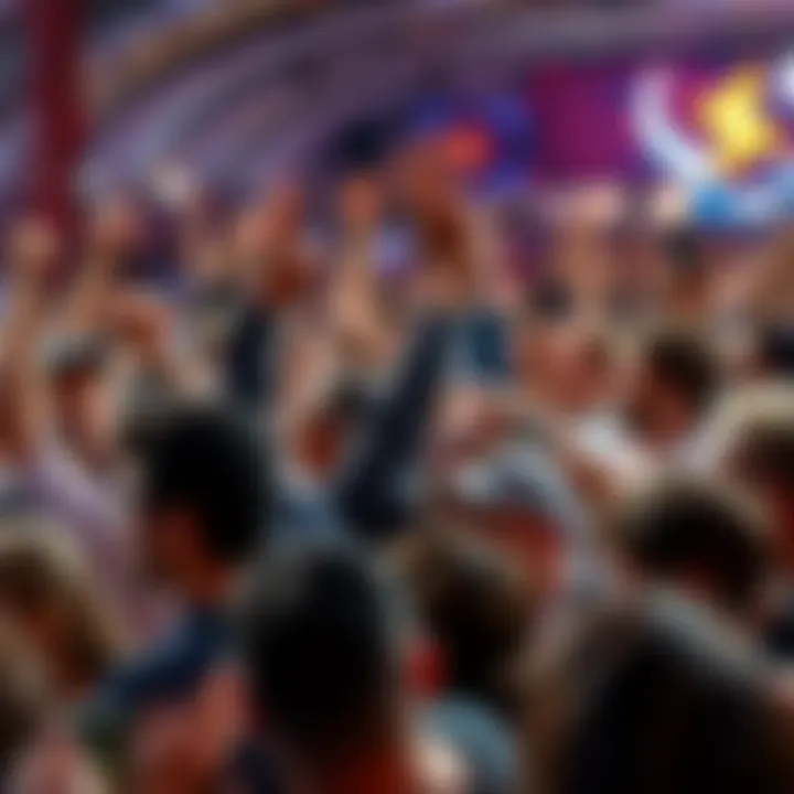 Crowd of people celebrating and discussing a recent sellout of a popular item, with expressions of excitement and anticipation for what's next.