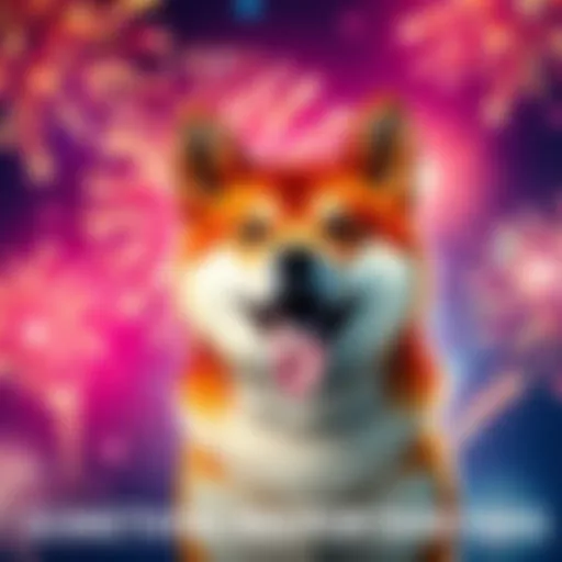 A vibrant graphic showing a Shiba Inu dog with fireworks in the background, symbolizing excitement and new developments in the SHIB community
