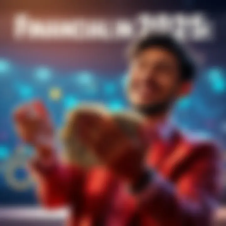 A person happily counting money with a bright future ahead, symbolizing financial success in 2025