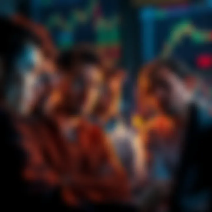 A group of people expressing frustration while looking at cryptocurrency charts on screens, showing signs of disappointment and anger toward the market.