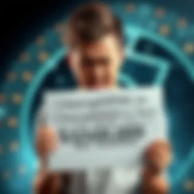 A frustrated person holding a sign that expresses concern over ChangeNOW_io holding funds, with a backdrop of a digital currency symbol.
