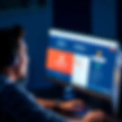 A person looking frustrated while using a computer, with a Coinbase website on the screen showing a locked account status, symbolizing unresolved support issues with funds access.