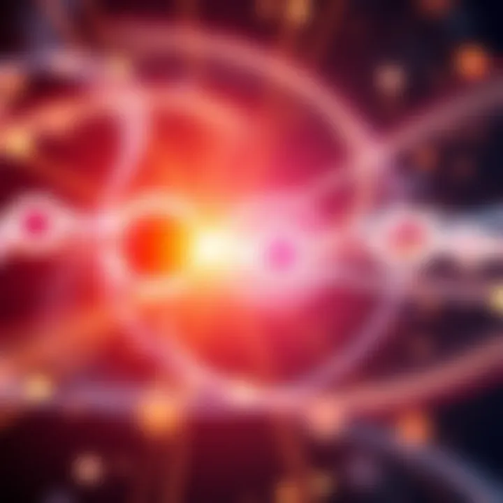 Fusion energy concept A visual representation of fusion energy with glowing atoms and energy waves in a futuristic setting