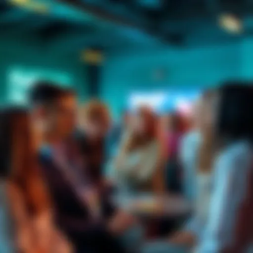 A diverse group of people discussing projects focused on sustainability and societal change.