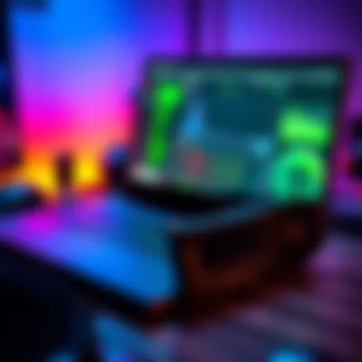 A gaming laptop with a 4070 graphics card displayed on a desk, with cryptocurrency mining software open on the screen.