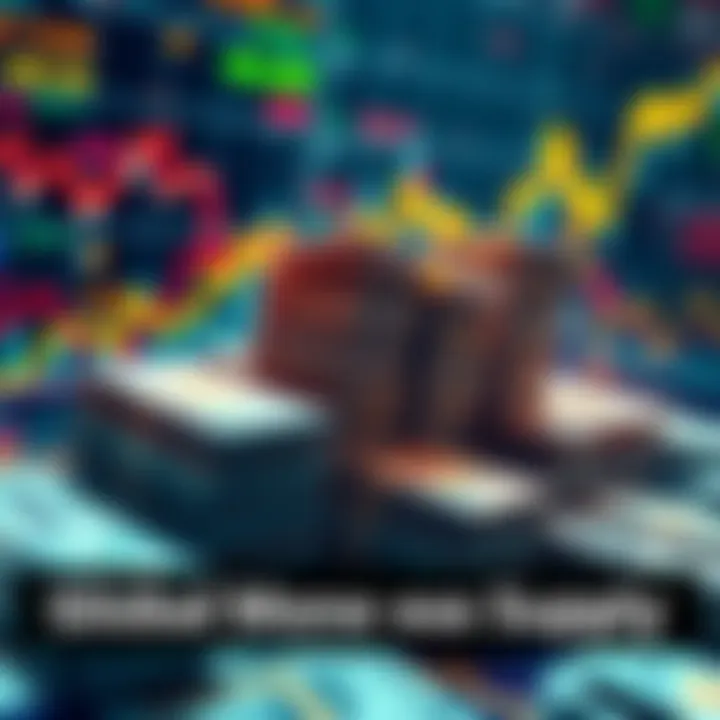 A visual representation of increasing global money supply, showing stacks of currency and financial graphs going upward.