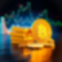 An illustration showing gold bars and Bitcoin coins stacked together, symbolizing their relationship in finance.