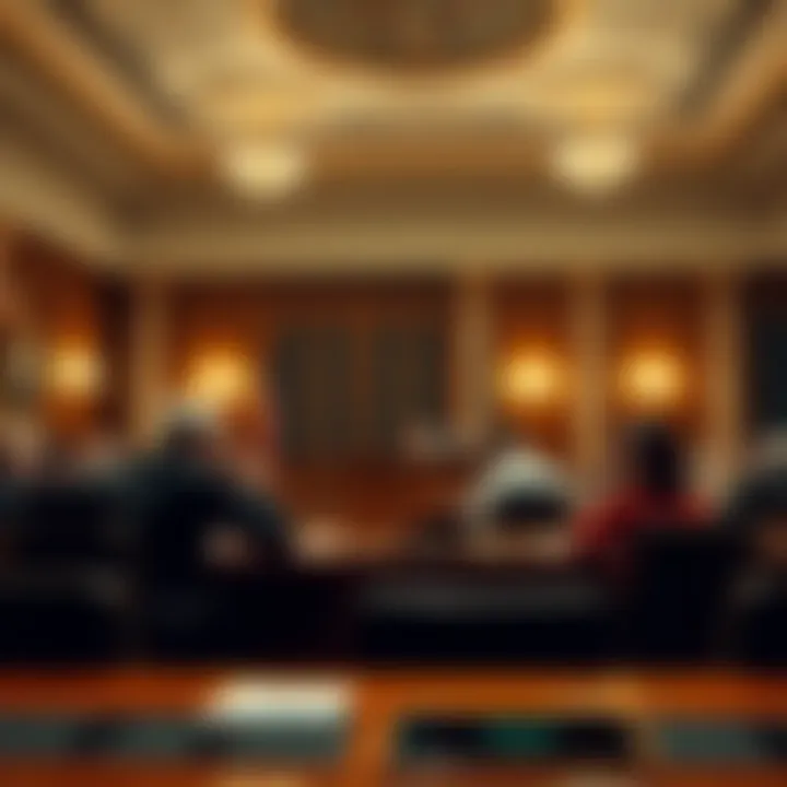 A congressional hearing room with Republican lawmakers discussing cryptocurrency legislation, showing frustration and debate among members.