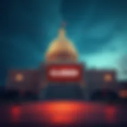A visual representation of a government building with a 'Closed' sign, symbolizing the impact on crypto ETF approvals during the shutdown