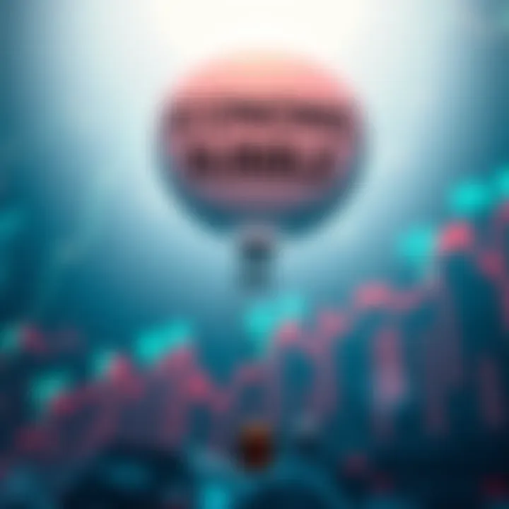 A graphic showing a balloon labeled 'Economic Bubble' rising against a backdrop of stock market charts and increasing investment figures