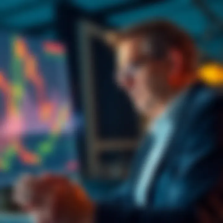 A Harvard economist looks thoughtful while reviewing Bitcoin trends and charts, indicating a change in opinion about the cryptocurrency's value.
