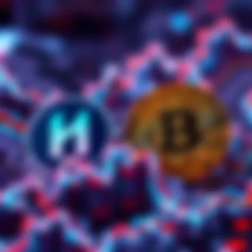 A visual comparison of Hedera's price at 19 cents and Bitcoin's high value, highlighting the gap in their market performance.
