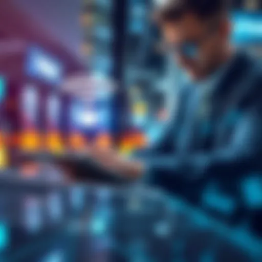A business professional integrates Wi-Fi devices into Helium Network using a laptop, symbolizing the ease of connection and network growth.