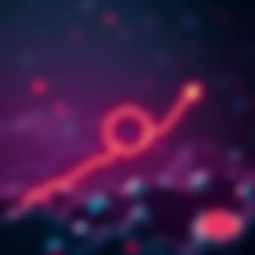 A digital representation of Hex cryptocurrency with a graph showing upward trends and a strong community behind it, symbolizing future potential.