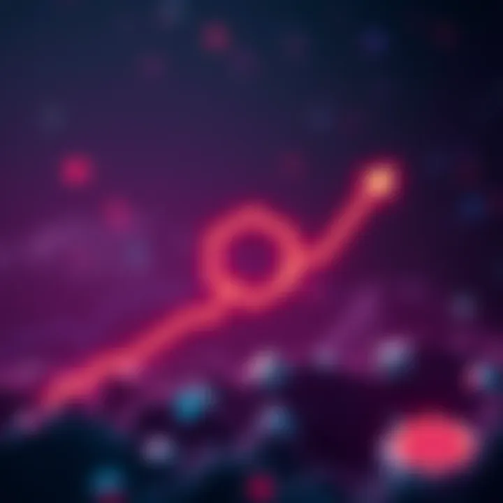 A digital representation of Hex cryptocurrency with a graph showing upward trends and a strong community behind it, symbolizing future potential.