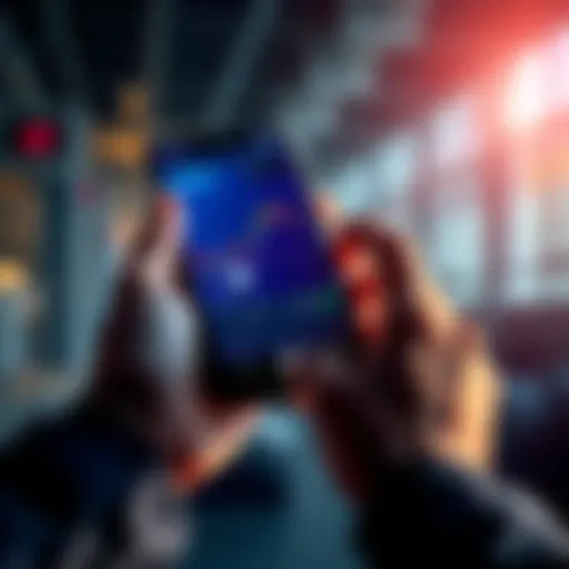 A person holding a smartphone displaying cryptocurrency charts, symbolizing patience and investment strategy.