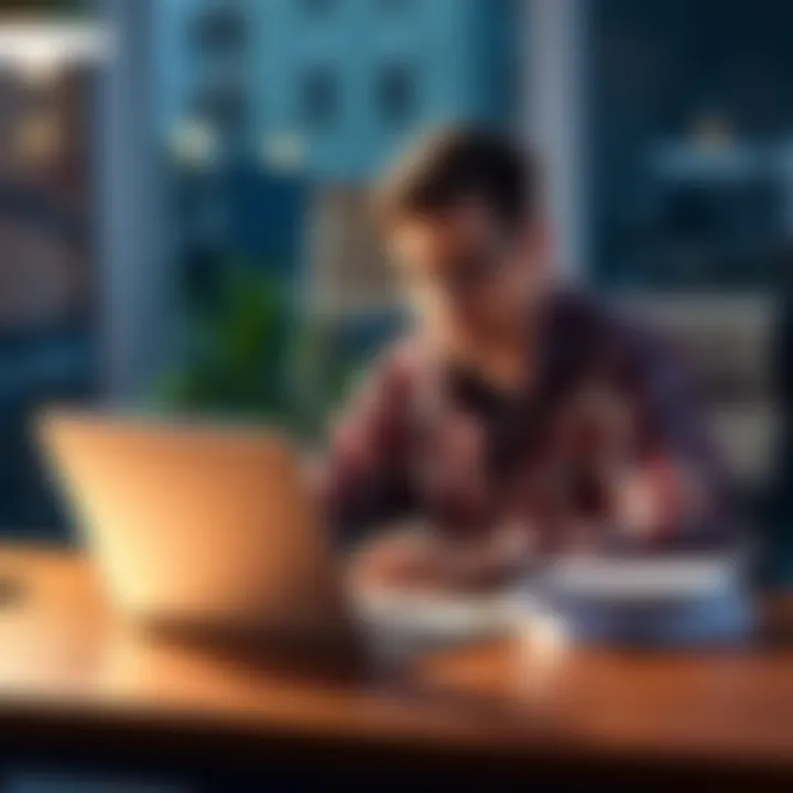 A person at a desk focused on their work with a laptop and notepad, symbolizing honest work and integrity.