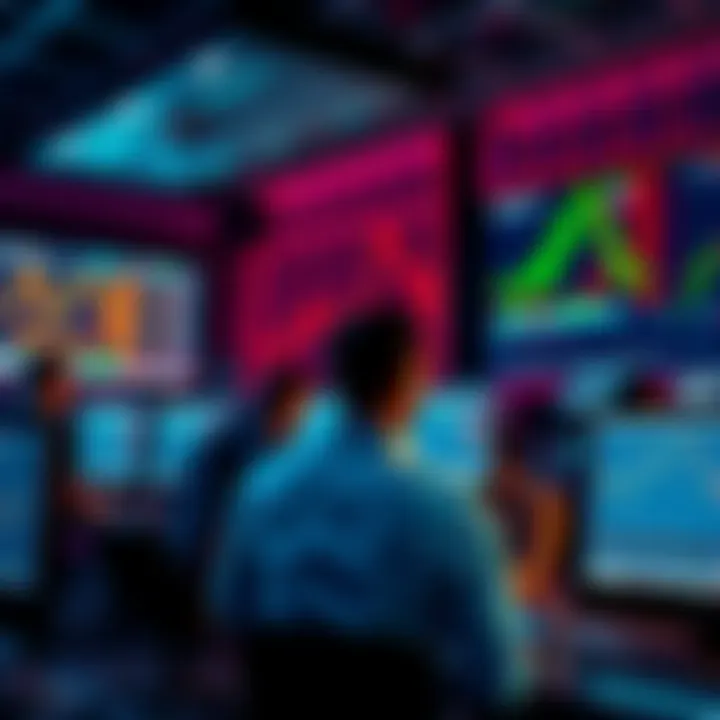 Hopeful Traders A group of traders gathered around computer screens displaying altcoin charts, looking hopeful for market gains.