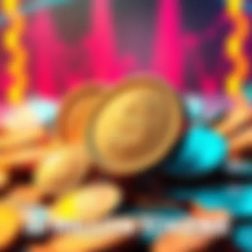 A visual showing $HUNT tokens with a vibrant background representing rewards and community engagement