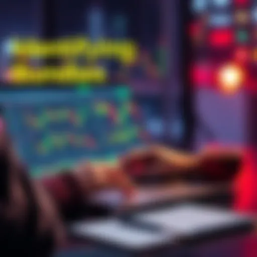 A person analyzing crypto charts on a laptop, looking for patterns to identify bundles, with a notepad beside them.