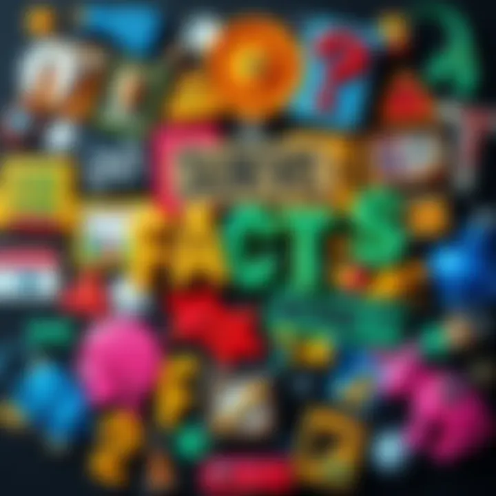 A colorful collage showing various surprising facts, including historical events and scientific discoveries, encouraging curiosity and learning.