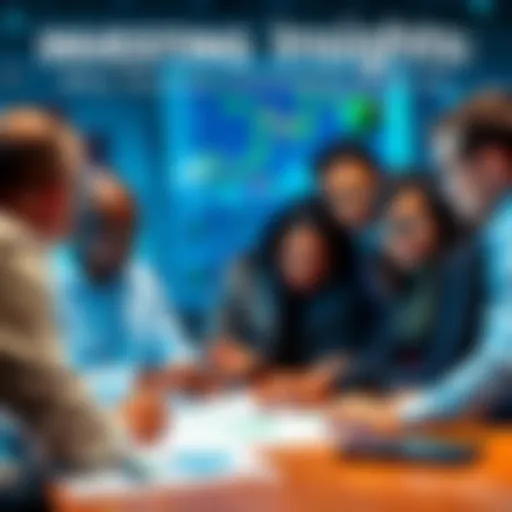A diverse group of people analyzing investment charts and discussing strategies at a table