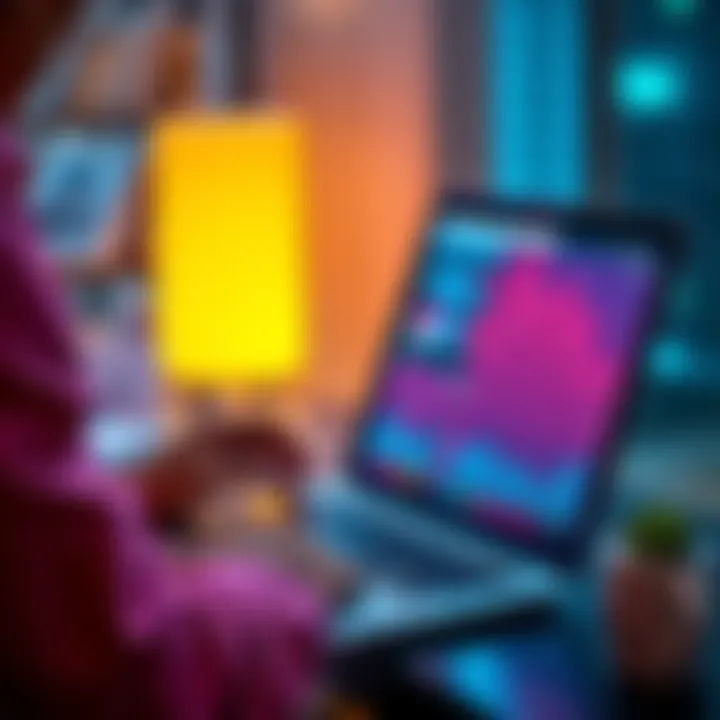 A person reviewing investment options on a laptop with charts and graphs displayed