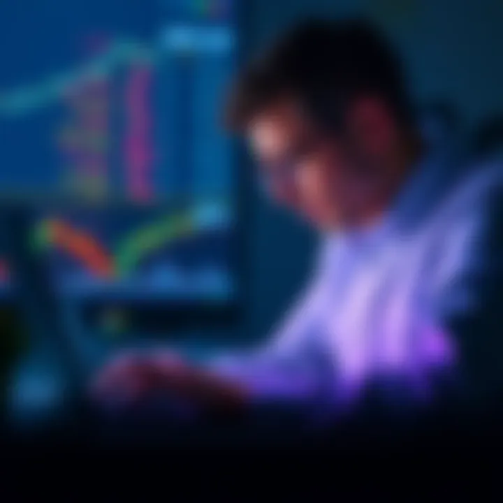 A distressed investor looking at cryptocurrency charts on a laptop, showing a significant drop in value for MATIC compared to BTC
