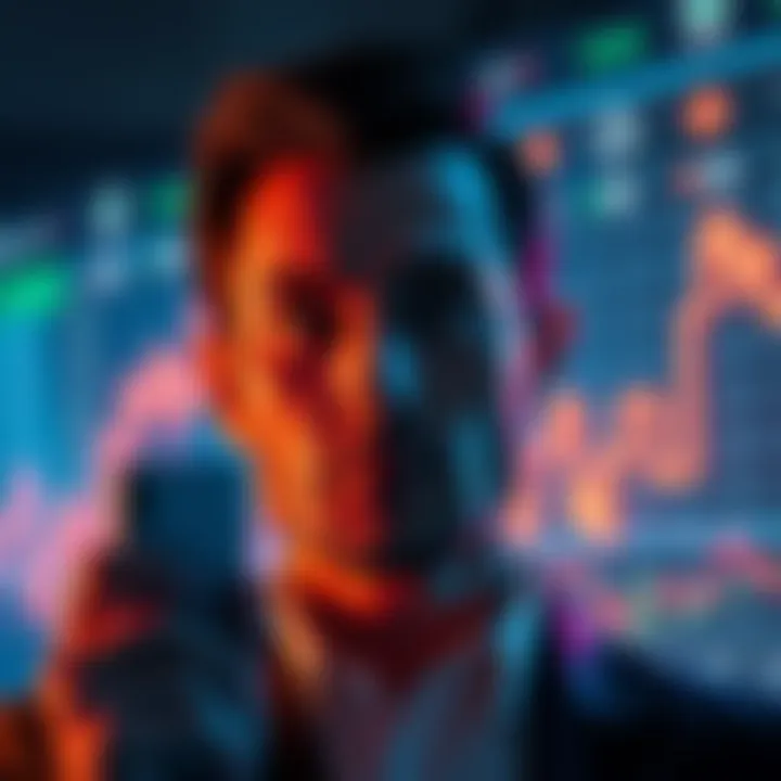 An investor looking at a digital graph showing Loopring's market performance, symbolizing confidence and potential gains.