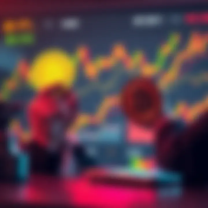 An investor looks at cryptocurrency charts while deciding to swap LRC for a memecoin, showcasing a mix of hope and anxiety, with a smartphone displaying digital coins in the background.