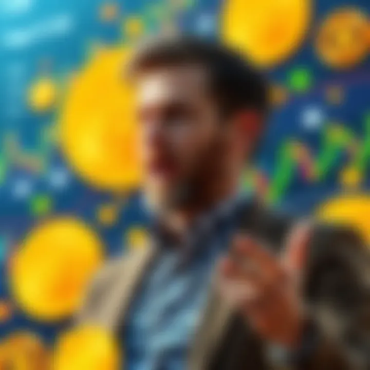 Jamie discussing his changing views on Bitcoin, with a backdrop of cryptocurrency symbols and graphs