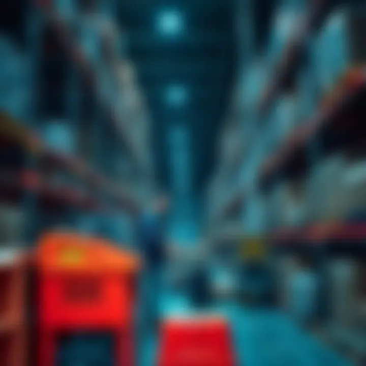 A warehouse worker organizes products for efficient shipping using just-in-time inventory management.