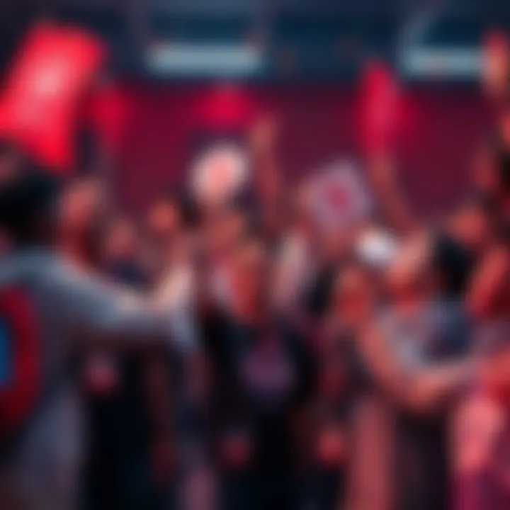 A diverse group of people gathered, celebrating Kendu memecoin with banners and tokens, showcasing community strength and engagement.