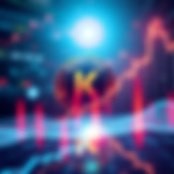 Illustration showing Kendu Coin logo with graphs and upward trends representing its potential growth in the cryptocurrency market.