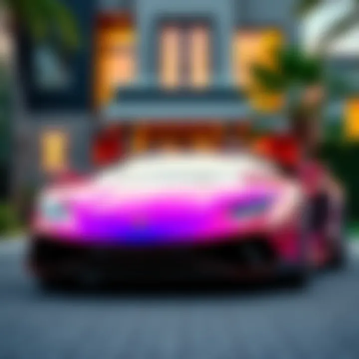 A shiny Lamborghini parked in front of a modern home, symbolizing luxury spending.