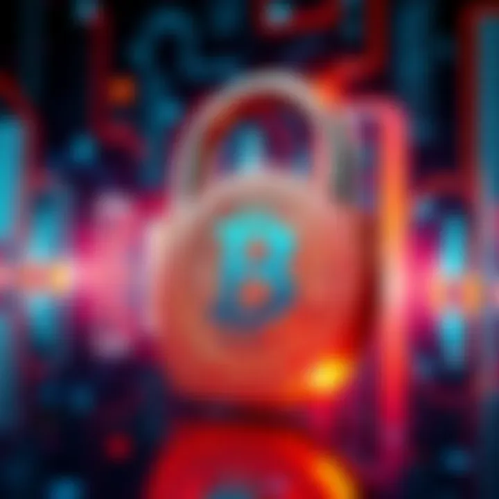 A visual showing a Bitcoin symbol locked in a padlock, symbolizing secured Bitcoin while earning more, against a digital background.