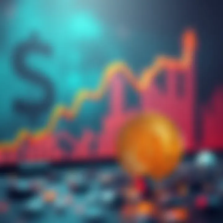 A graph showing a sharp increase in $LOOBY's value with a digital coin in the foreground, symbolizing its rise in the crypto market.