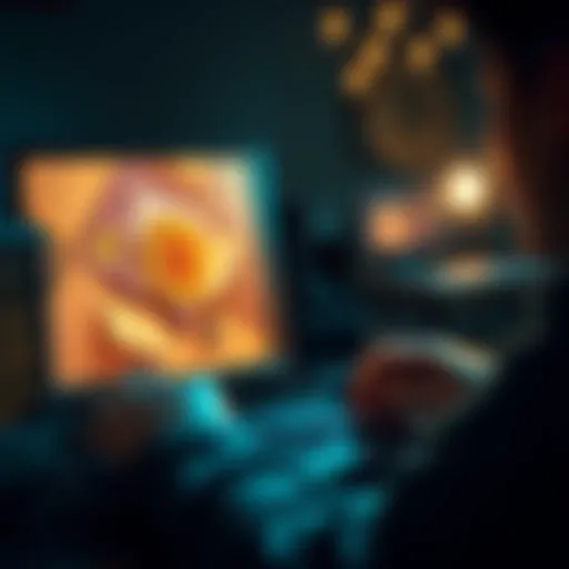A person looking at a computer screen with old notes and keywords regarding Bitcoin wallet retrieval.