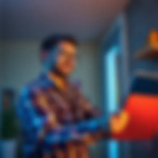A man works on renovating his house using funds from selling Bitcoin, smiling and satisfied with his decision.