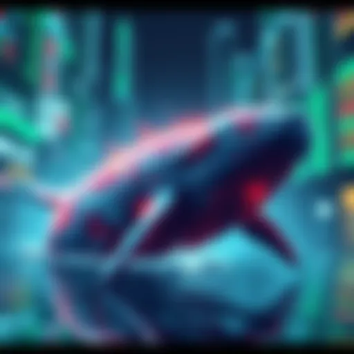 A large whale symbolically represents a significant sell-off in the market, causing ripples of concern among investors.