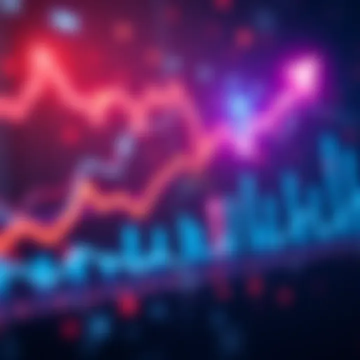 A graph showing an upward trend in the stock market with rising arrows and positive indicators