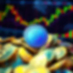 Graphic showing various meme coins scattered with dollar signs and trading charts in the background