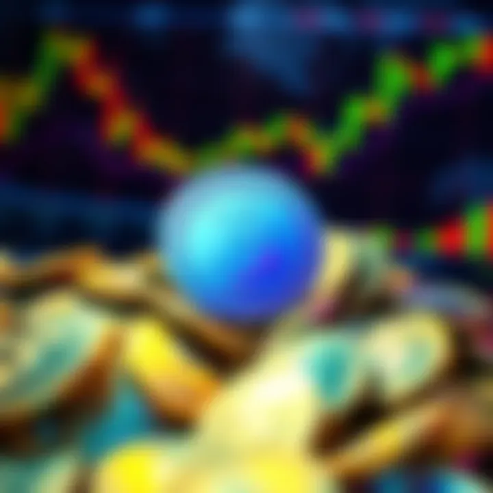 Graphic showing various meme coins scattered with dollar signs and trading charts in the background