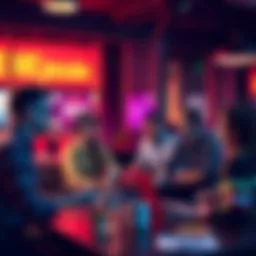 A group of memecoin developers discussing ideas and sharing insights at a casual meetup.